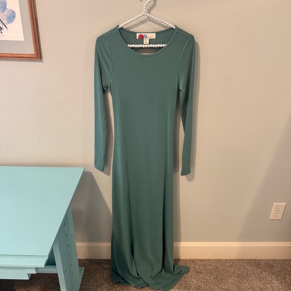 Free People Green Sheath Long Sleeve Dress - mordernwear.com